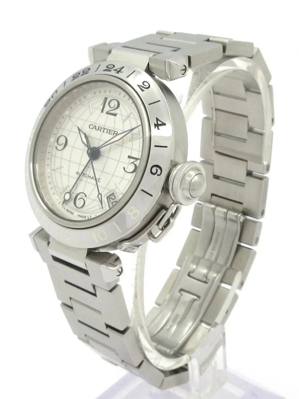 Cartier Pasha C Meridian GMT Silver Men's Wrist Watch